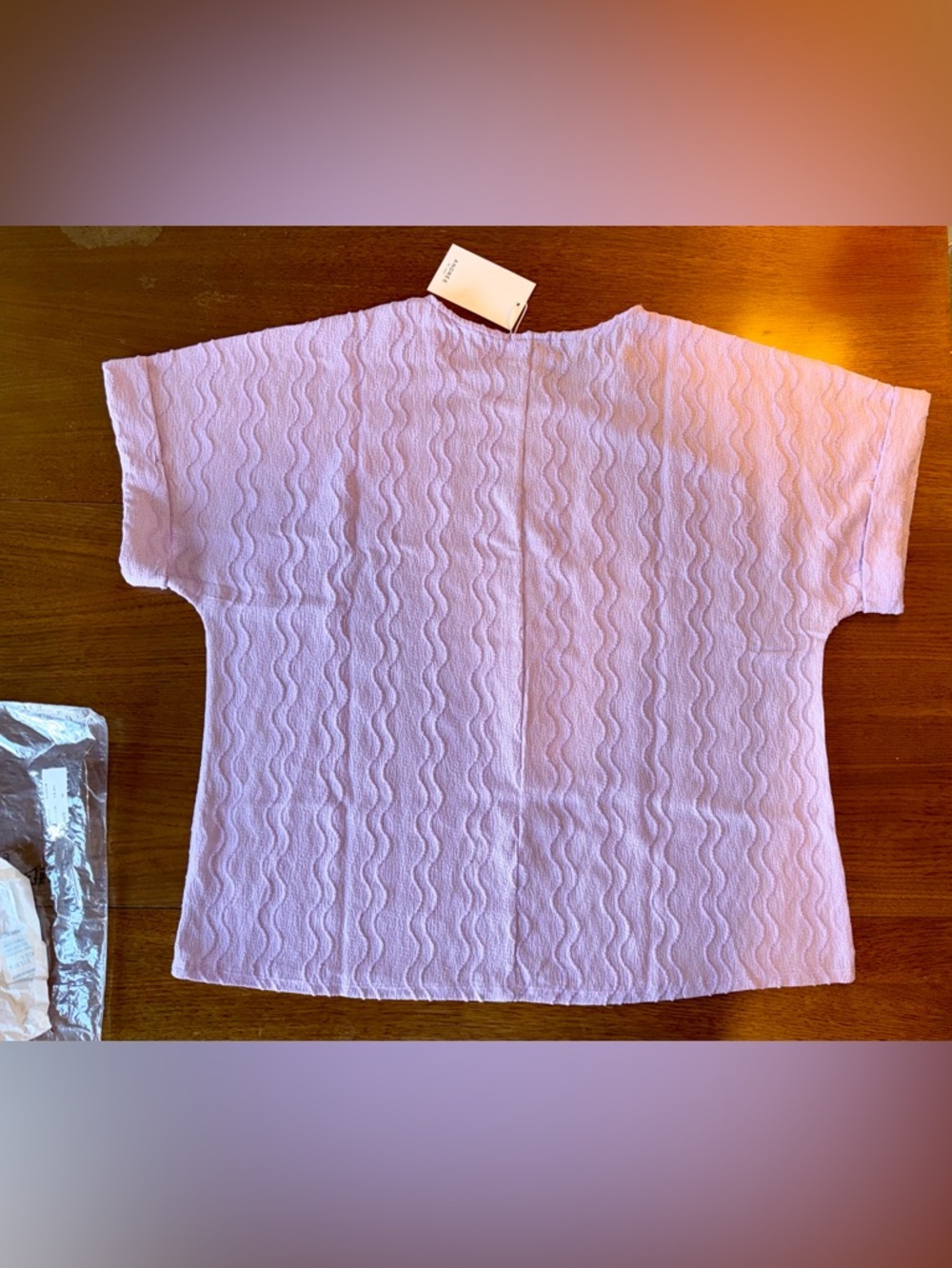 ANDRÉE BY UNIT Lavender Textured Short Sleeve Top - Picture 7 of 8